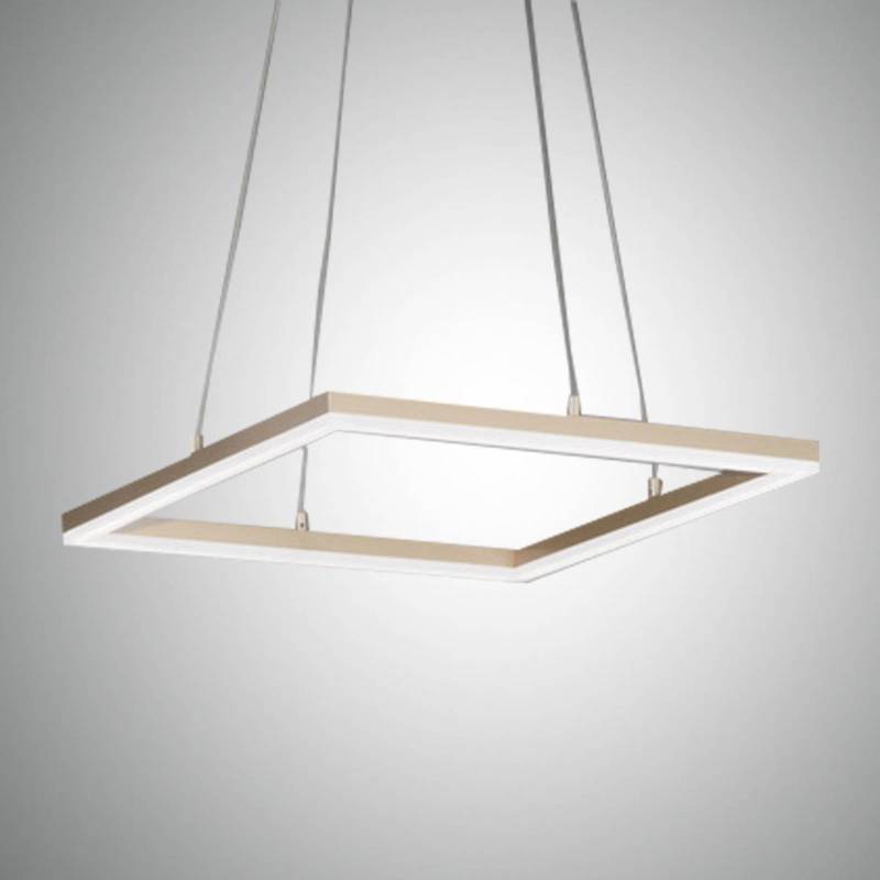 LED-Pendelleuchte Bard, 42x42cm in Mattgold-Finish von Fabas Luce