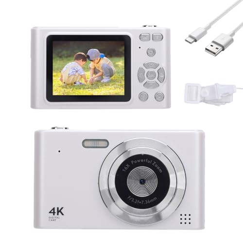 Digitalkamera, 4K 48MP Kompakt-Videokamera mit 2,4-Zoll-IPS-Bildschirm, 16-facher Digitalzoom-Point-and-Shoot-Kamera, Tragbare Minikamera für Teenager, Jungen, Mädchen, von Fabater