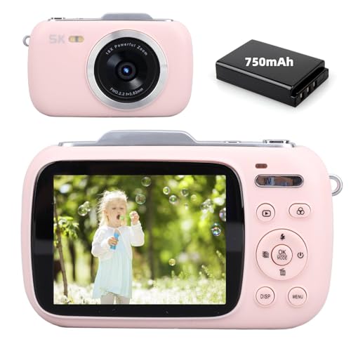 Digitalkamera, 5K 80MP UHD 2,8-Zoll-IPS-Display-Vlog-Kamera, Kompakte Videokamera mit 18-fachem Digitalzoom, Tragbare YouTube-Point-Shoot-Kamera für Fotoaufnahmen (PINK) von Fabater