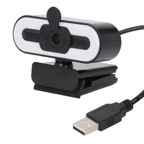 Fabater USB-Webcam, 1080P HD-Computerkamera mit 3-Farben-Licht, Mikrofon, 120-Grad-Weitwinkel, Autofokus, Drehbare Mittelkamera für Laptop- oder Desktop-Heimvideokonferenzen, Gaming von Fabater