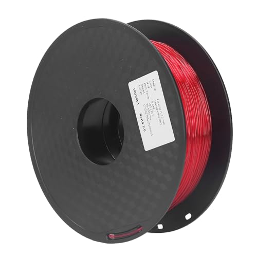 TPU-Filament, Geringe Verformung, Hoher Glanz, 1 Kg, Hervorragende Transparenz, 1,75 Mm TPU-Filament, Verstopfungsfrei, Stoßfest, Wasserdicht für 3D-Drucker (Transparentes Rot) von Fabater