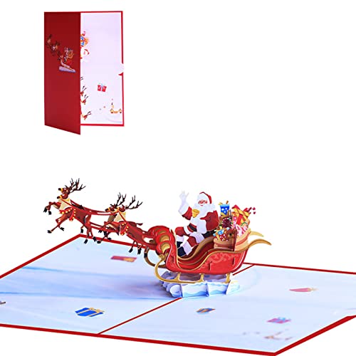 Fabeas Grußkarte, 3D-Popup-Grußkarten, Frohe Weihnachten für Karten, fliegender Hirsch, Wagen, Karten, Neujahrsgrußkarte, Geschenke für von Fabeas