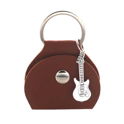 Gitarren Pick Schlüsselanhänger PU Leder Gitarren Pick Hülle Gitarren Plektren Tasche Schlüsselanhänger Hüllen Tasche Geschenk Für Gitarrenspieler von Fabeas