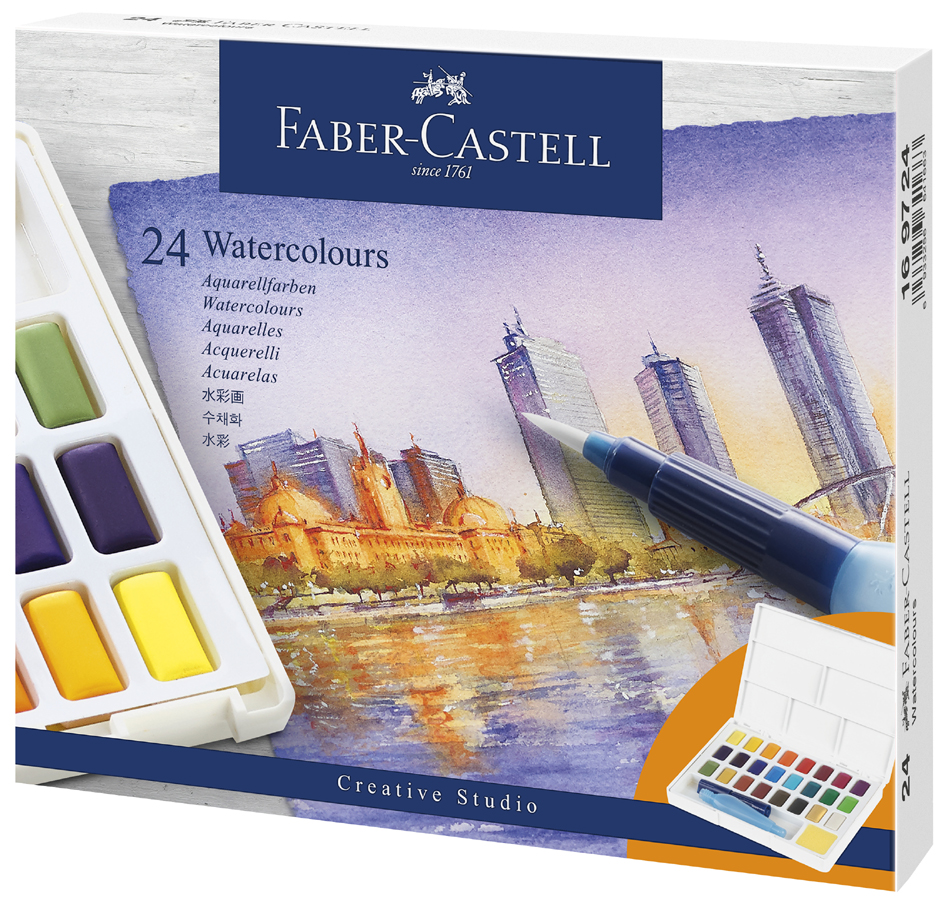 FABER-CASTELL Aquarellfarbe in Näpfchen, 24er Etui von Faber-Castell