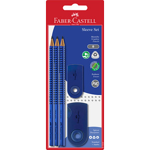 FABER-CASTELL GRIP 2001 Bleistift-Set B blau, 1 Set von Faber-Castell