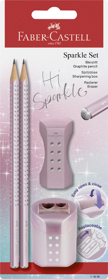 FABER-CASTELL Schreibset GRIP SPARKLE, rosé von Faber-Castell