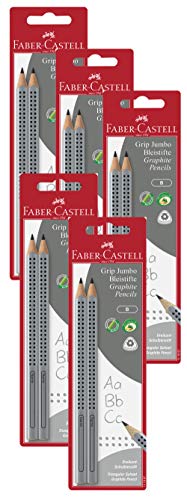 Faber-Castell 111997-2 Jumbo GRIP Bleistifte, Härtegrad: B, Schaftfarbe: silber (5 Packungen) von Faber-Castell