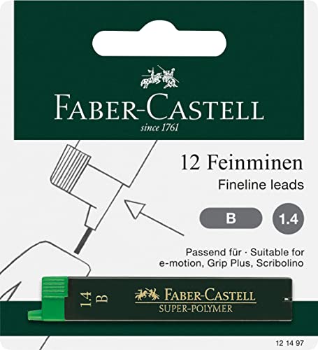 FABER-CASTELL 121497 - Feinmine Super Polymer, Härtegrad B, 1.4mm, 12 Minen von Faber-Castell