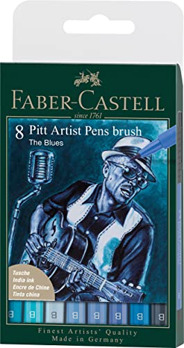 FABER-CASTELL 167173 - Tuschestift Pitt Artist Pen, The Blues, B, 8er Etui von Faber-Castell