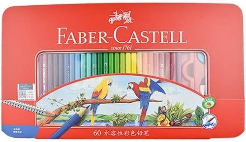 Faber-Castell FC115965ffa Buntstifte, Aquarell, 60 Farben, rote Dose (Bleistift, Pinsel, Radiergummi, Spitzer) von Faber-Castell