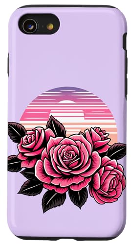 Hülle für iPhone SE (2020) / 7 / 8 Retro Sonnenuntergang und Rosen Design Geschenk von FabulousKeepsakes