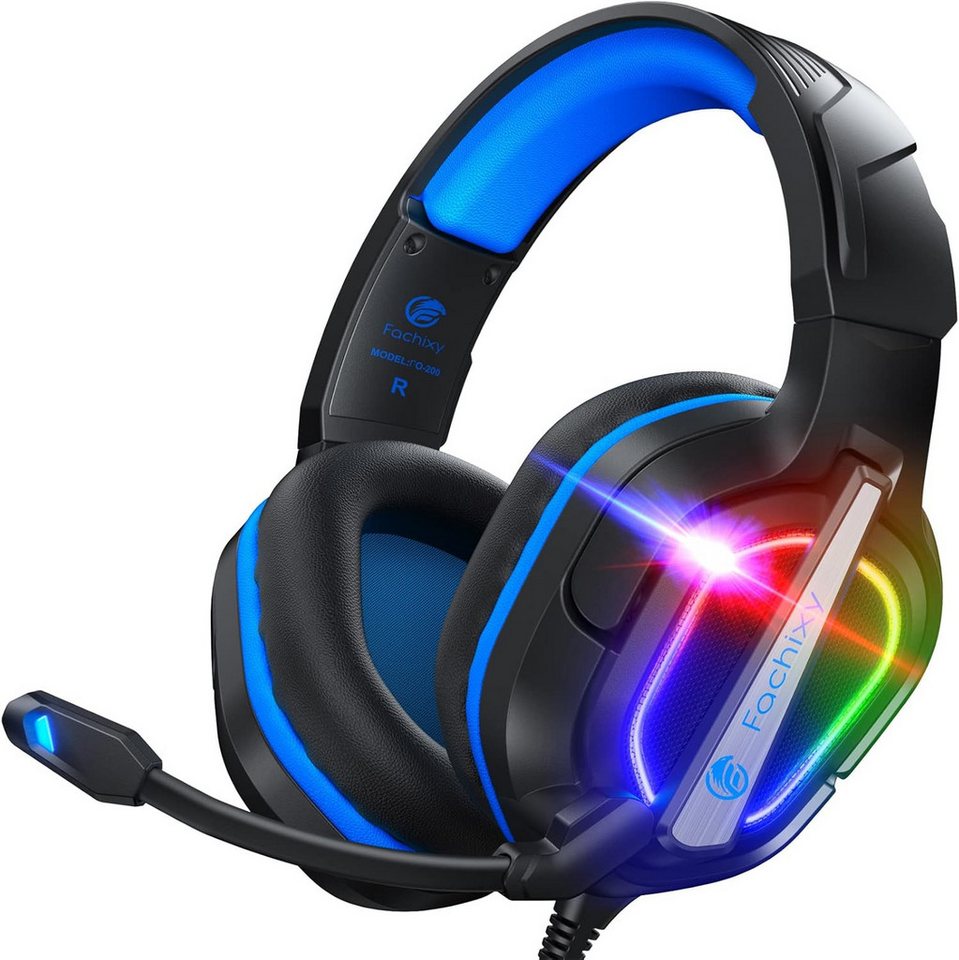 Fachixy Gaming-Headset (Einstellbares Mikrofon mit Rauschunterdrückung, mit Kabel, Kopfhörer mit Kabel und Stereo Surround mit Mikrofon Noise Cancelling) von Fachixy