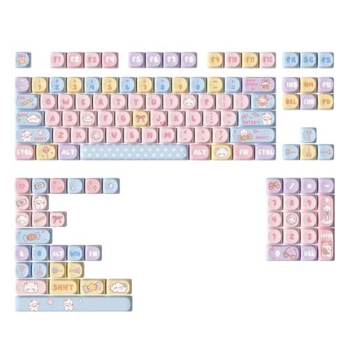 FackLOxc Mechanische Tastatur Tastenkappen 131 Tasten Tastenkappen Candy Bear Thema Buntes Wärmesublimiertes Tastenkappen Set von FackLOxc