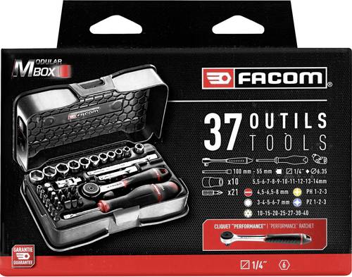 Facom Steckschlüssel-Adapter-Set 1/4  (6.3 mm) 37teilig R.161-6P6PB von Facom