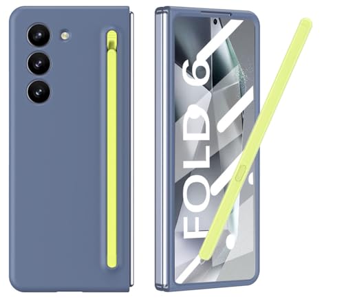 Factemory Schlanke S-Pen-Schutzhülle, kompatibel mit Samsung Galaxy Z Fold 6, mit integriertem kompaktem S-Stift, Halterung und Aufbewahrungsfach für Stift, mit 3 Stiftspitzen (Gletscherblau/Grüner von Factemory