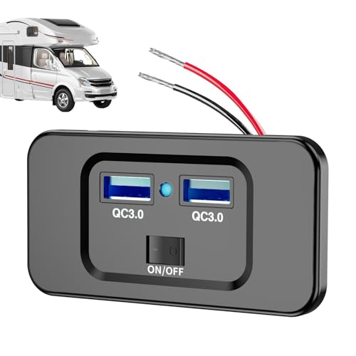 12-V-USB-Anschluss, RV-USB-Steckdose,72-W-USB-Steckdose RV-USB-Anschlüsse | Ersatz-USB-Steckdosenadapter, Auto-USB-Steckdosen-Ladeadapter für Auto, Bus, Wohnmobil, LKW, Bus, Wohnmobil von Facynde