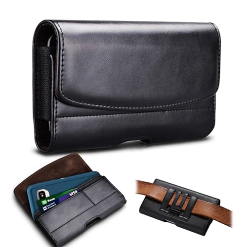 Handy Gürteltasche, Leder Universal Magnetverschluss Seiten Schutz Handytasche Holster Schutzhülle Case mit Gürtelclip für iPhone 15 Pro Max Samsung Galaxy A51 Xiaomi Redmi Note 11 Schwarz von Fadbuds