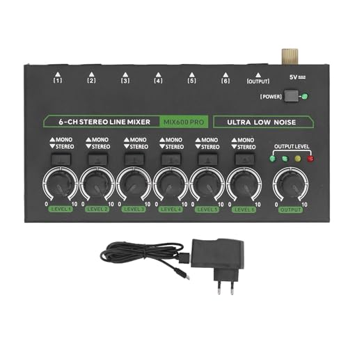 6-Kanal-Akustikmischer mit RGB-Licht-Audiomischer, Stereo-Mono-Switching-Line-Mischer für Bühnenaufnahmestudio (Fafeicy4qne70hgb1-12) von Fafeicy