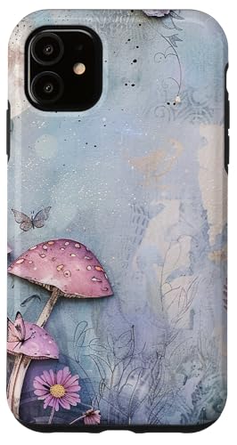 Hülle für iPhone 11 Moonlit Fairy Garden Junk-Journal, Mondpilz, Violett/Blau von Fairy Garden Glam Brooklyn