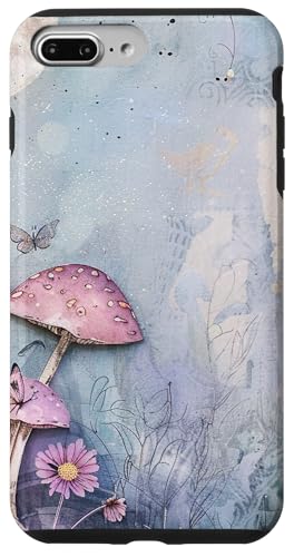 Hülle für iPhone 7 Plus/8 Plus Moonlit Fairy Garden Junk-Journal, Mondpilz, Violett/Blau von Fairy Garden Glam Brooklyn