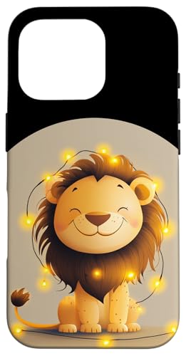 Hübscher Löwe mit Lichterkette für Jungen und Mädchen Hülle für iPhone 16 Pro von Fairy Lights Lion