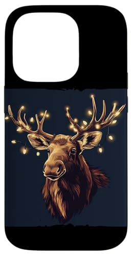 Hülle für iPhone 14 Pro Lichterkette Elch Kostüm für Tiere und Elchliebhaber von Fairy Lights Moose