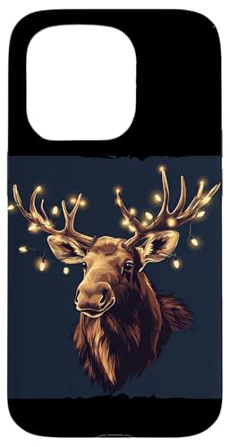 Hülle für iPhone 15 Pro Lichterkette Elch Kostüm für Tiere und Elchliebhaber von Fairy Lights Moose