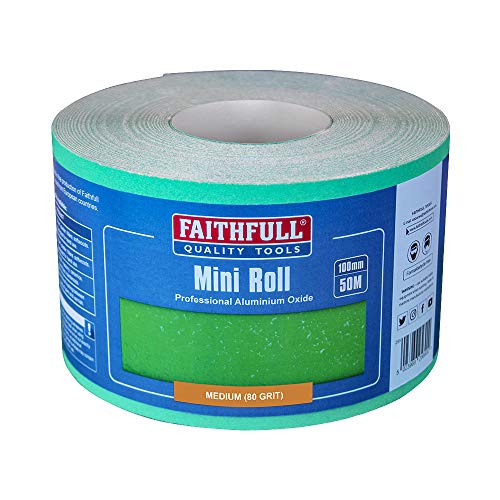 Faithfull FAIAR10080G Schleifpapier-Rolle, Medium (Körnung 80), 100 mm x 50 m, Grün von Faithfull