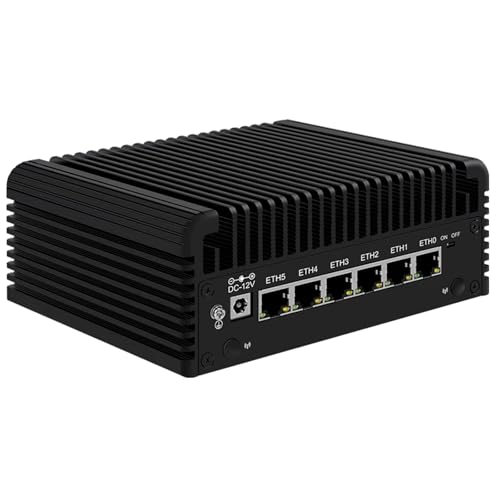 6 LAN 2.5G Firewall Router 12th Gen Inṭel N305 6X i226-V Fanless Mini PC DDR5 2xHDMI2.1 USB3.2 Type-C pf-Sense Proxmox,8GB DDR5 128GB NVMe von FakestarPC