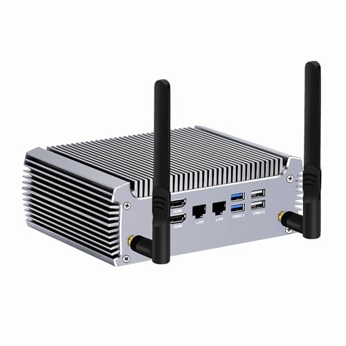 FakestarPC Mini PC ohne Lüfter, AMD Ryzen 5 5600u Win 11, Mini Desktop-PC Dual LAN, nvme ddr4 WLAN6, 2 x HDMI, 5 x USB, Gaming-Schreibtisch von FakestarPC