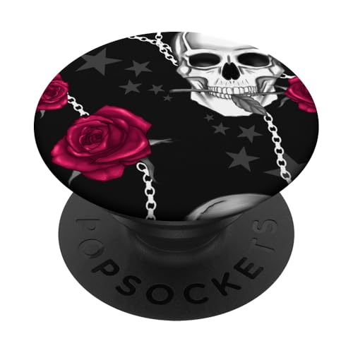 Gothic Schwarz Silber Rose Skelett Schädel Halloween Saison PopSockets Klebender PopGrip von Fall Halloween Thanksgiving Gift Shop