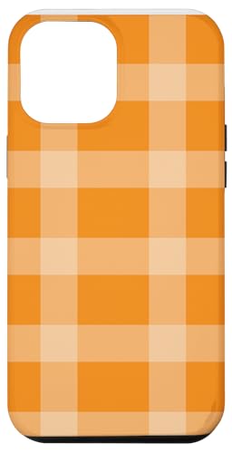 Hülle für iPhone 14 Pro Max Orange hellbraun weiß kariert Herbst Checkers Ernte Dankbare Saison von Fall Halloween Thanksgiving Gift Shop