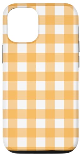 Hülle für iPhone 14 Pro Orange hellbraun weiß kariert Herbst Checkers Ernte Dankbare Saison von Fall Halloween Thanksgiving Gift Shop