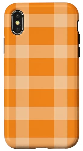 Hülle für iPhone X/XS Orange hellbraun weiß kariert Herbst Checkers Ernte Dankbare Saison von Fall Halloween Thanksgiving Gift Shop