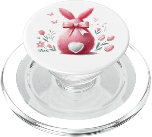 Osterhase rosa Pinselstrich Happy Easter Kokette Schleife PopSockets PopGrip für MagSafe von Family Easter Day Gifts