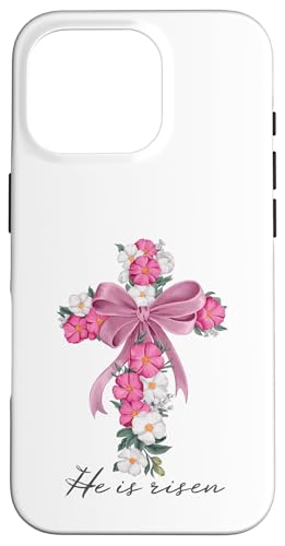 Hülle für iPhone 16 Pro He Is Risen Osterschleife Trendy Cute Coquette Jesus Christus von Family Easter Outfits Boy Girl Clothes Kids Gifts