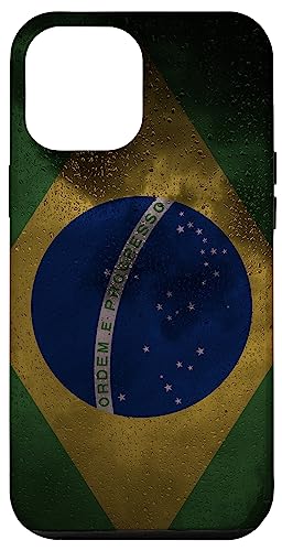 Hülle für iPhone 14 Pro Max Brasilien-Flagge im Regentropfen-Stil, brasilianischer Stolz von Family Heritage Gifts