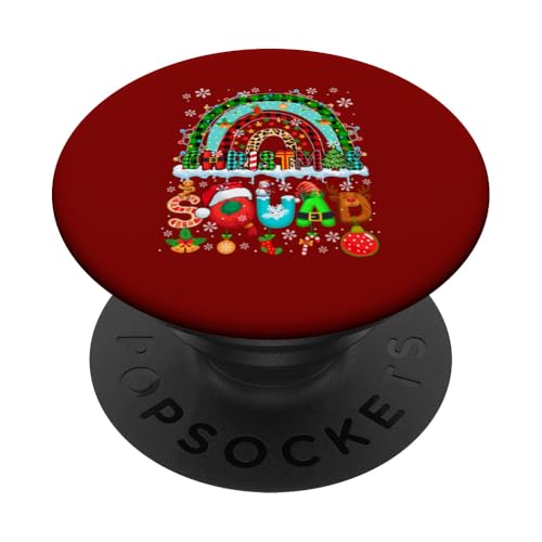 Christmas Squad Santa Elf Rentier Regenbogen Leopard Bunt PopSockets Klebender PopGrip von Family Lover Christmas Costume