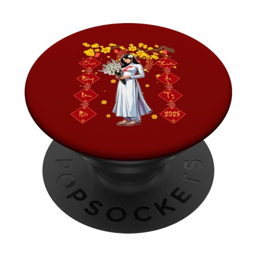 Nam Moi Xuan At Ty 2025 Vietnamese Woman Ao Dai New Year PopSockets Klebender PopGrip von Family Lover New Year Costume