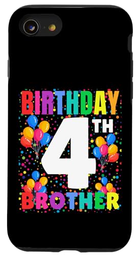 Hülle für iPhone SE (2020) / 7 / 8 4 Years Old It's My 4th Birthday Crew Luftballons für Bruder von Family Match Birthday Toddler, Boys , Bday Outfit