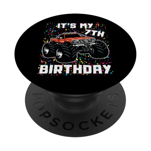 7 Jahre, Junge, Mädchen, es ist mein 7. Geburtstag, Monster Truck für Jungen PopSockets Klebender PopGrip von Family Matching Kids Monster trucks Birthday Gifts