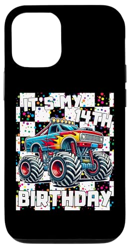 Hülle für iPhone 13 14 Jahre alter Junge, es ist mein 14. Geburtstag, Monster Truck für Jungen von Family Matching Kids Monster trucks Birthday Gifts