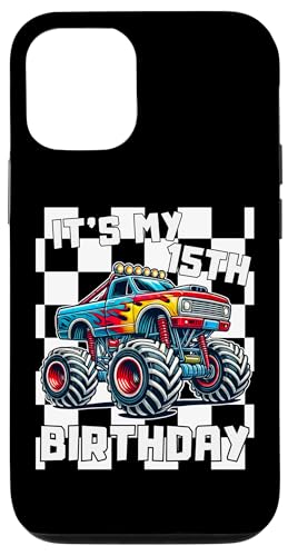 Hülle für iPhone 13 15 Jahre alter Junge, es ist mein 15. Geburtstag, Monster Truck für Jungen von Family Matching Kids Monster trucks Birthday Gifts