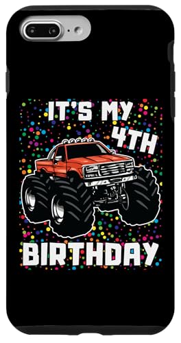 Hülle für iPhone 7 Plus/8 Plus Monstertruck für Jungen und Mädchen, es ist mein 4. Geburtstag, für Jungen, 4 Jahre von Family Matching Kids Monster trucks Birthday Gifts