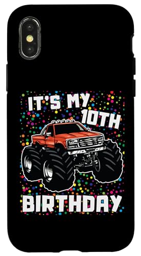 Hülle für iPhone X/XS 10 Jahre alter Junge, es ist mein 10. Geburtstag, Monster Truck für Jungen von Family Matching Kids Monster trucks Birthday Gifts