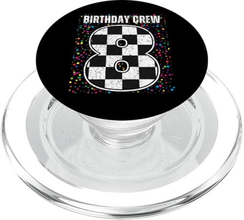 8. Geburtstag Rennwagen Shirt Rennflagge Crew Rennwagen Party PopSockets PopGrip für MagSafe von Family Matching Racing Checked Flag Birthday Wear