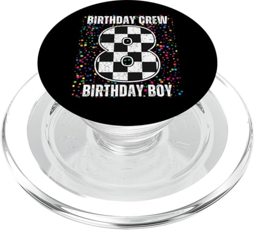 8. Geburtstag Rennwagen Shirt Rennflagge Junge Rennwagen Party PopSockets PopGrip für MagSafe von Family Matching Racing Checked Flag Birthday Wear