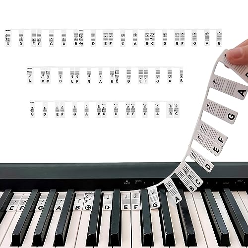 Silikon Klavier Keyboard Noten Aufkleber, Abnehmbare Klaviertastatur Notenetiketten Etiketten, Klaviertasten Aufkleber für 61/88 Tasten, Klavier Tastatur Zubehör für Anfänger Kinder (88 Key A) von Fangehong
