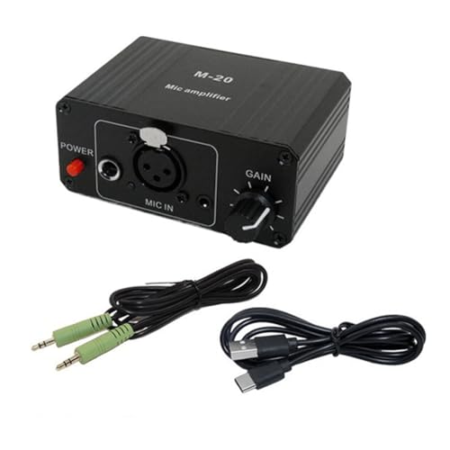 Fangxuee Dynamisches Mikrofon, Kondensator-Mikrofonverstärker, M-20 Audio, 48 V Phantomspeisung, Aufladung, Schwarz, für Live-Soundkarten-Lautsprecher D von Fangxuee