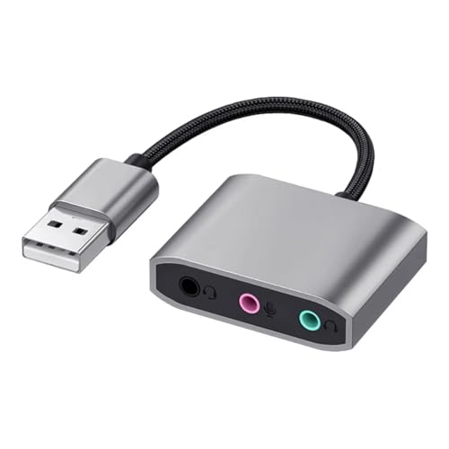 Fangxuee Neue 3-in-1 Externe USB-Soundkarte, Audiobuchse, 3,5-mm-Kabeladapter, HiFi-Sound für Mikrofon, Lautsprecher, Headset, PC, Laptop von Fangxuee